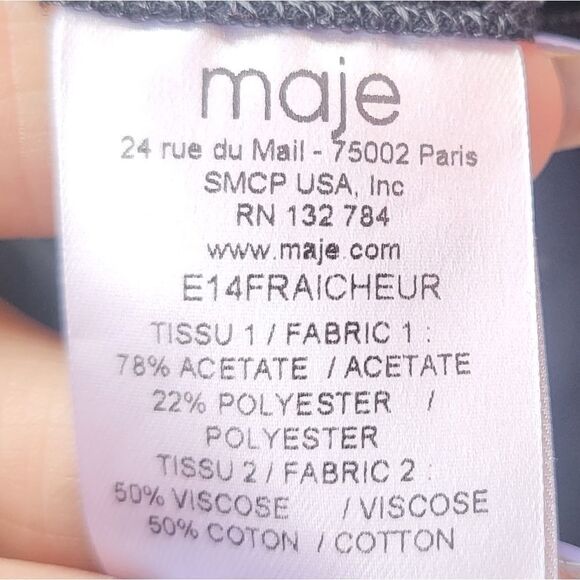 Maje Fraicheur Black Twist Front Cutout V-Front Embroidered Dress Size 2 - Picture 7 of 7